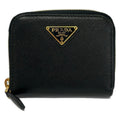 Prada Coin Case Black Zip Around Leather