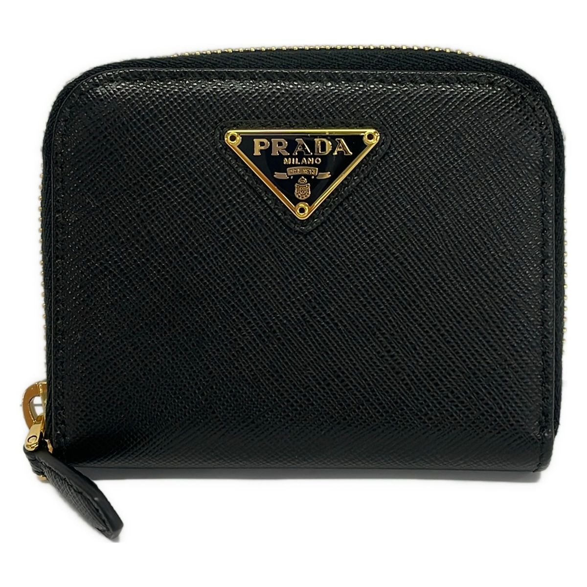 Prada Coin Case Black Zip Around Leather