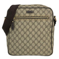 Gucci Shoulder Bag GG Plus Supreme Beige Dark Brown Leather