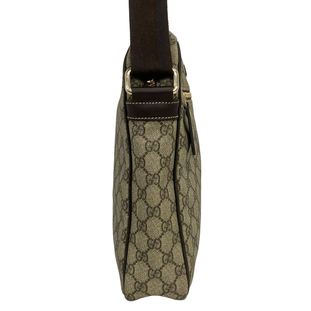 Gucci Shoulder Bag GG Plus Supreme Beige Dark Brown Leather — view 2