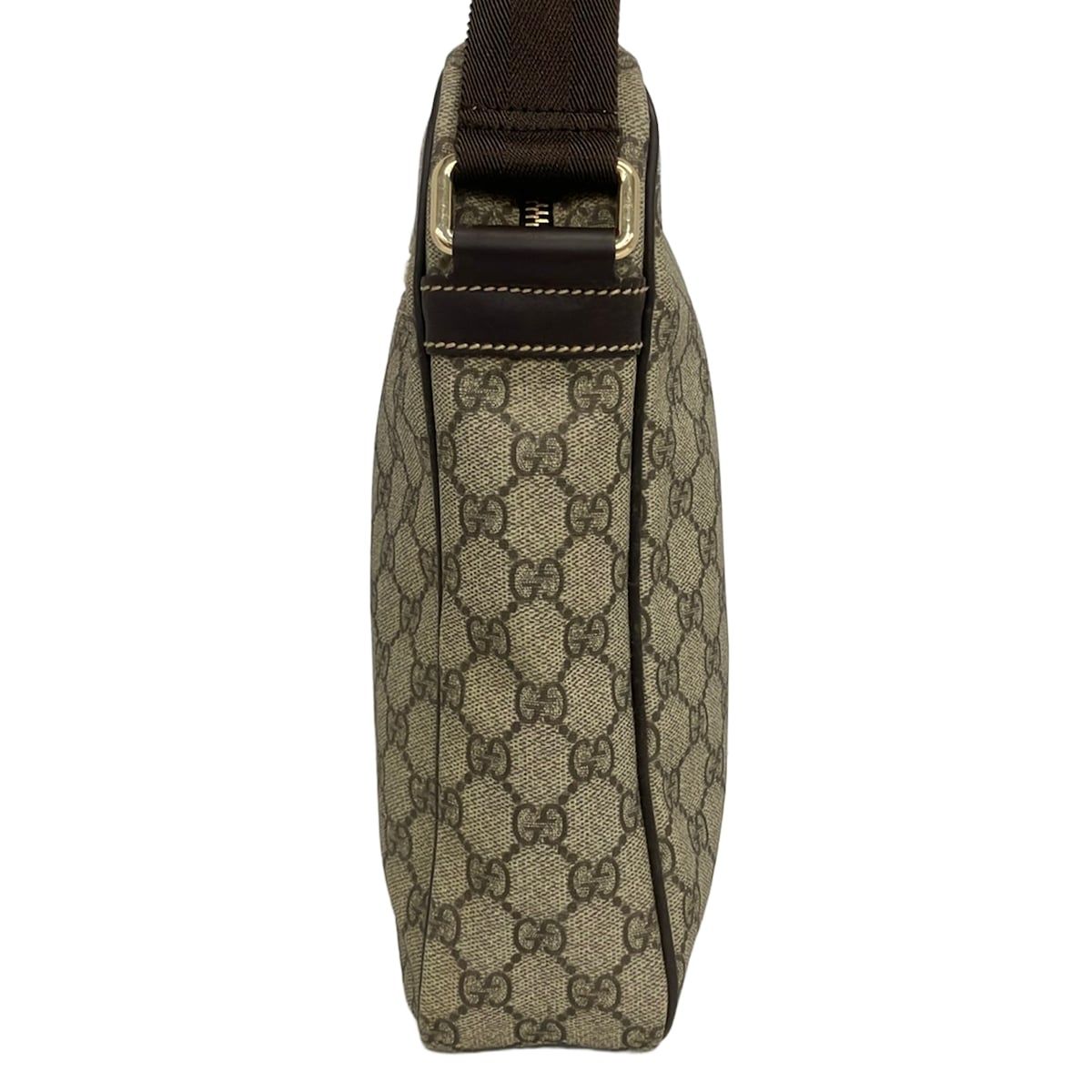 Gucci Shoulder Bag GG Plus Supreme Beige Dark Brown Leather — view 4