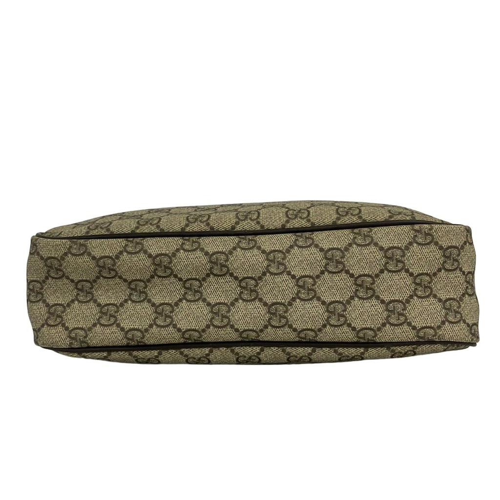 Gucci Shoulder Bag GG Plus Supreme Beige Dark Brown Leather — view 5