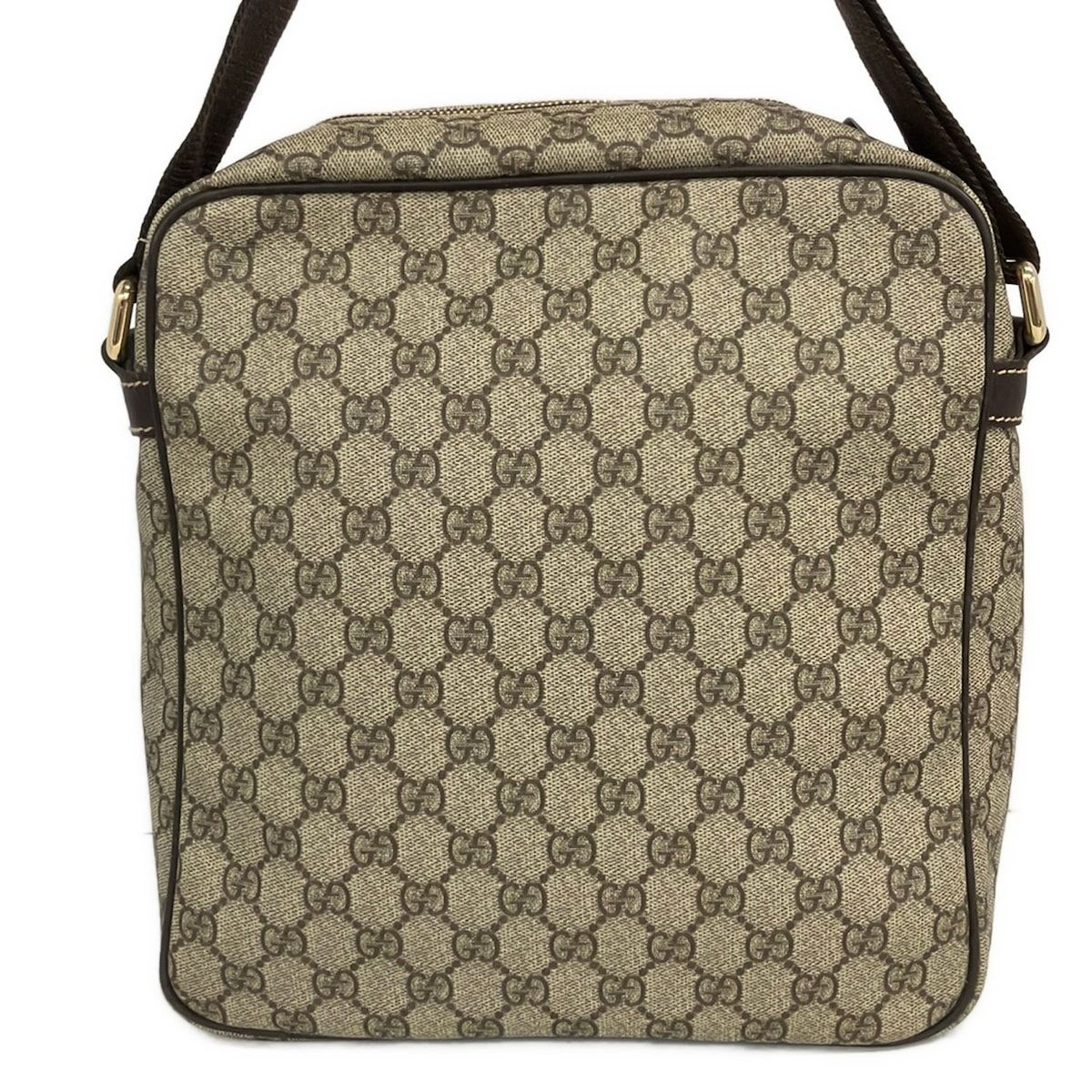 Gucci Shoulder Bag GG Plus Supreme Beige Dark Brown Leather — view 3