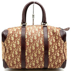 Dior Trotter Boston Bag Canvas Leather Wine Red Bordeaux Brown — view 4