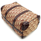 Dior Trotter Boston Bag Canvas Leather Wine Red Bordeaux Brown — view 2