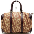 Dior Trotter Boston Bag Canvas Leather Wine Red Bordeaux Brown — view 5