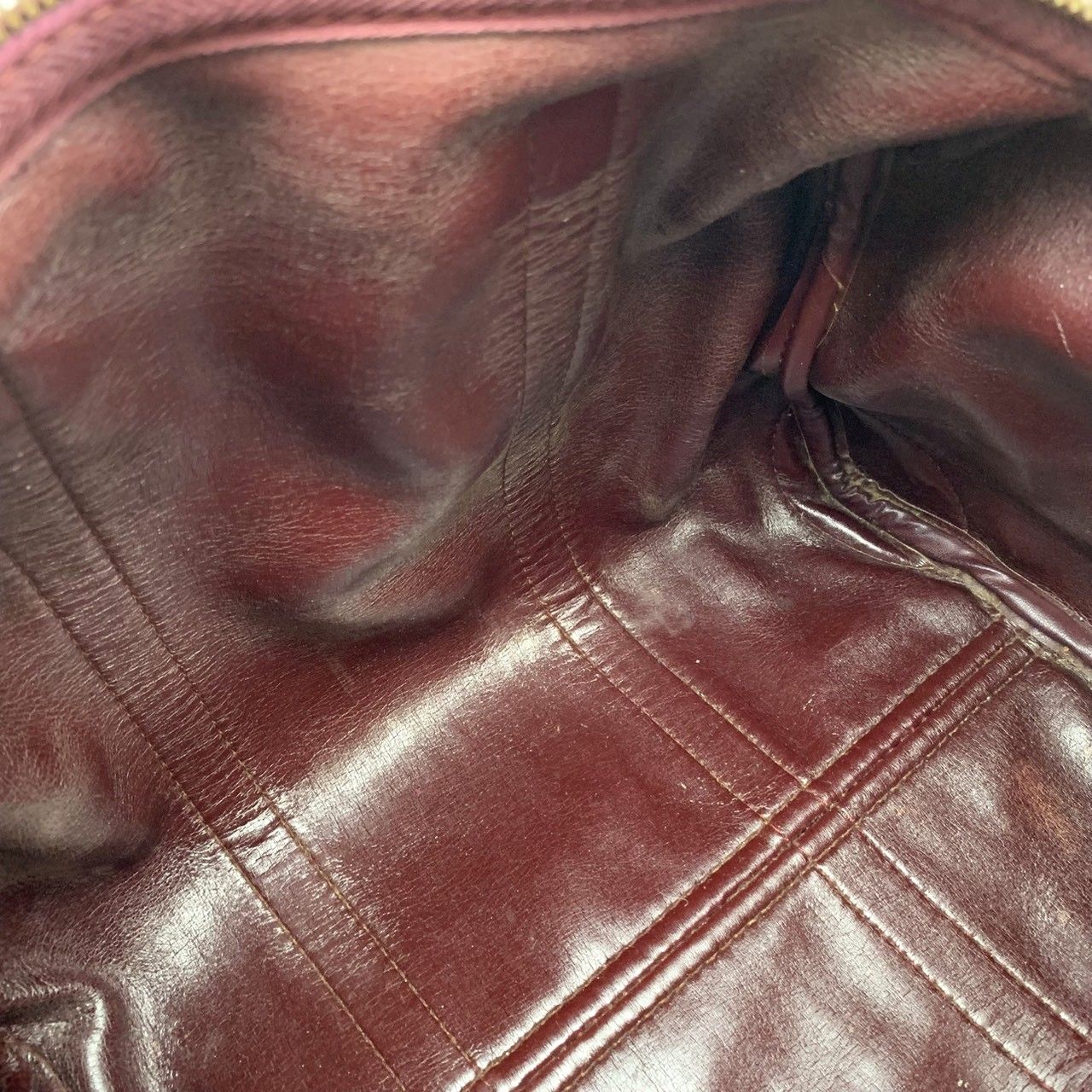 Dior Trotter Boston Bag Canvas Leather Wine Red Bordeaux Brown — view 8