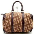 Dior Trotter Boston Bag Canvas Leather Wine Red Bordeaux Brown