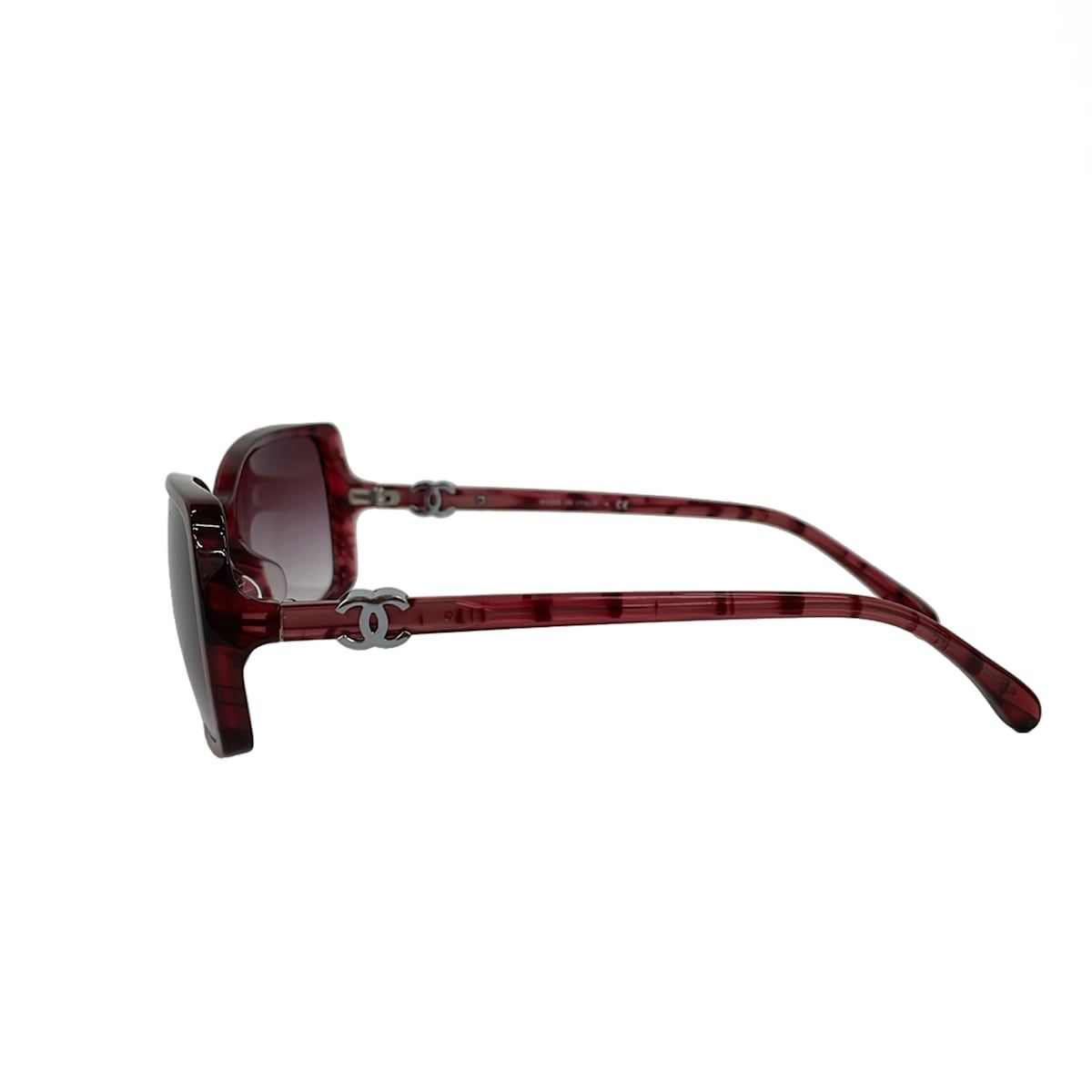 Chanel Sunglasses Bordeaux Silver CC Logo Eyewear — view 2