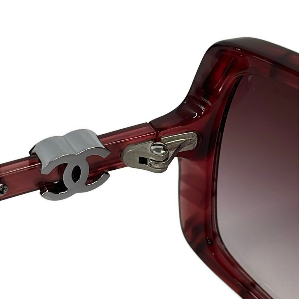 Chanel Sunglasses Bordeaux Silver CC Logo Eyewear — view 7