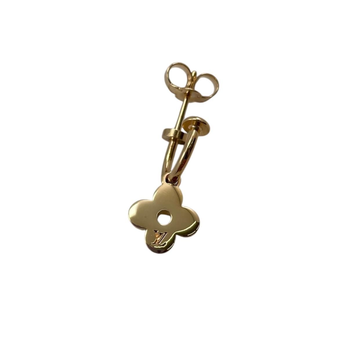 Louis Vuitton Earrings Blue Monogram Flower LV Circle Gold — view 7
