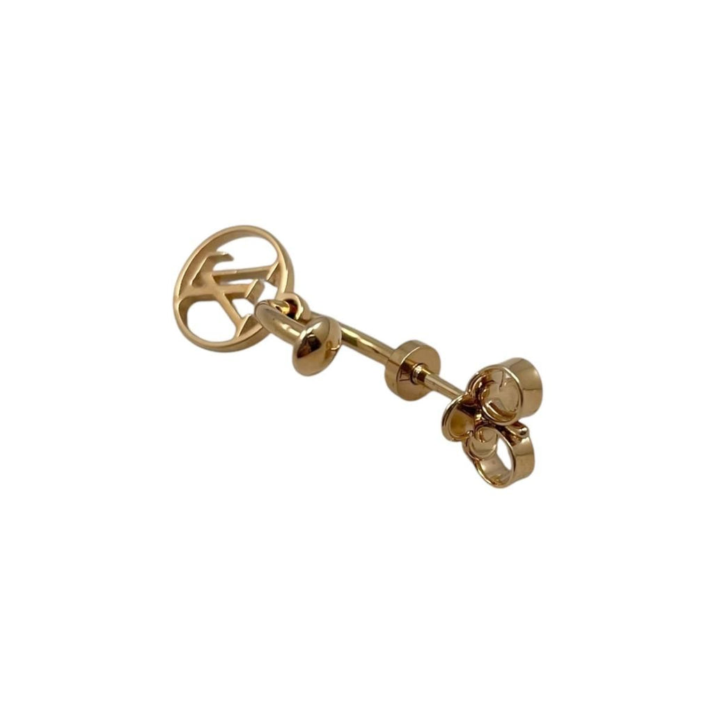 Louis Vuitton Earrings Blue Monogram Flower LV Circle Gold — view 3