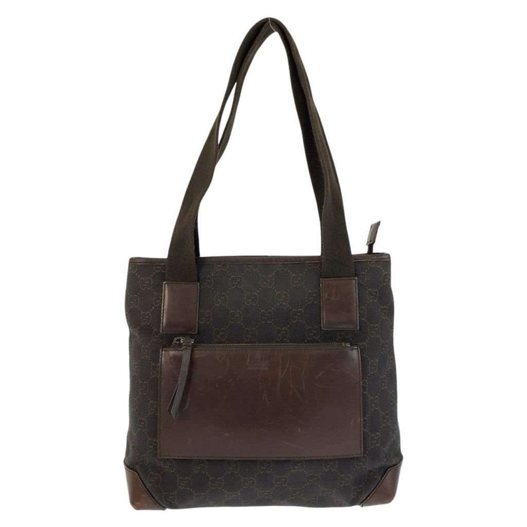 Gucci Brown GG Canvas Leather Tote