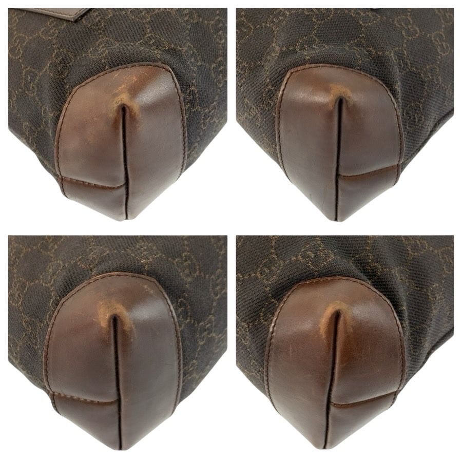 Gucci Brown GG Canvas Leather Tote — view 4