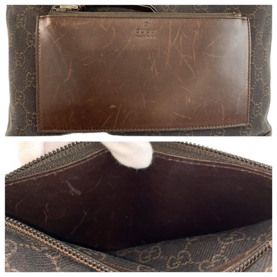 Gucci Brown GG Canvas Leather Tote — view 6