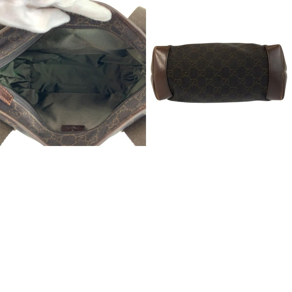 Gucci Brown GG Canvas Leather Tote — view 9