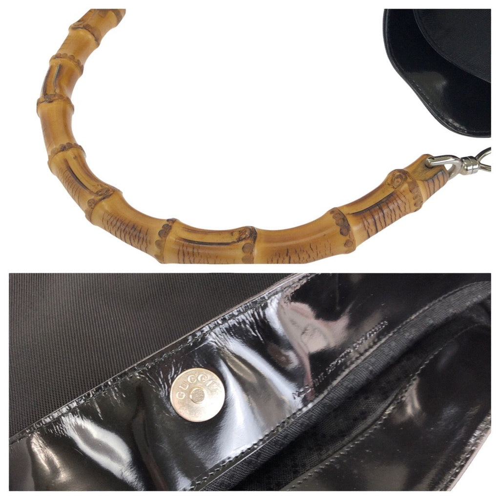 Gucci Bamboo Black Silver Nylon 001 Shoulder — view 6