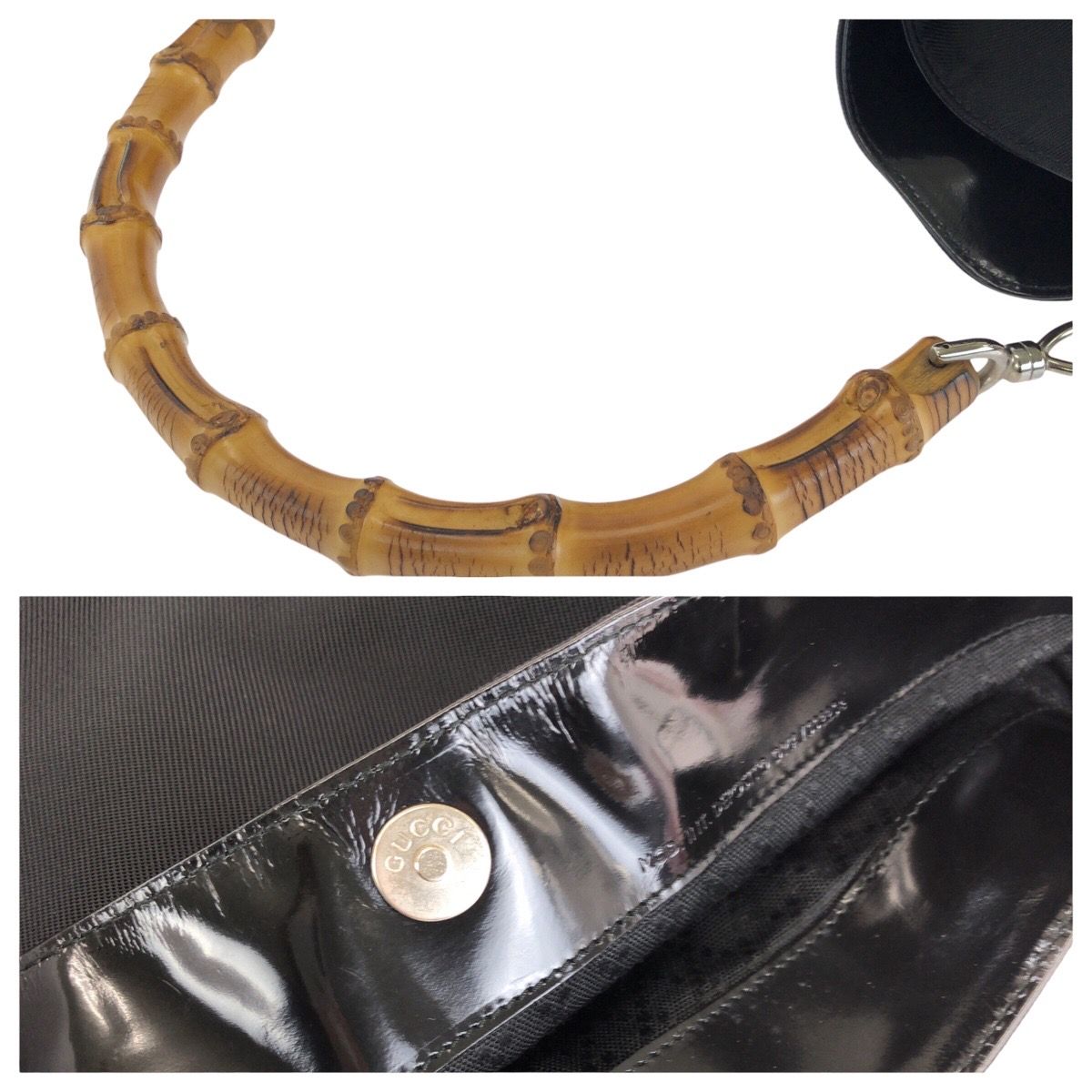 Gucci Bamboo Black Silver Nylon 001 Shoulder — view 6