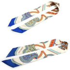 Hermes Twilly Gran Appara Scarf Cream Blue Terracotta — view 3