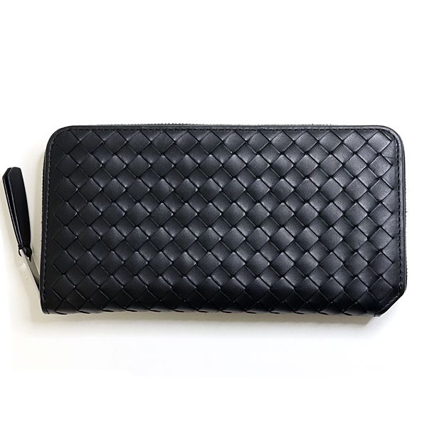 Bottega Veneta Intrecciato Piccolo Zip Around Wallet Black