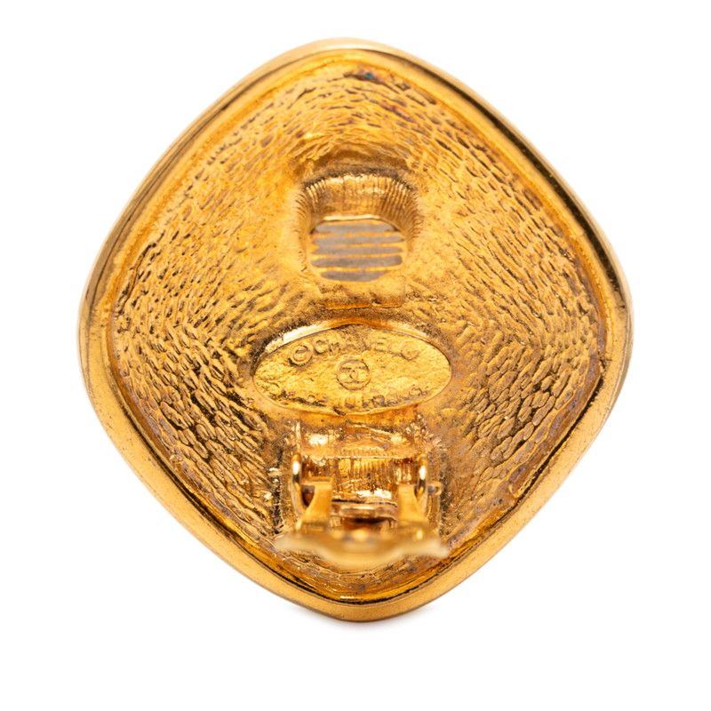 Chanel CC Logo Diamond Motif Earrings Gold Plated — view 3