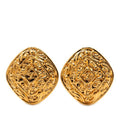Chanel CC Logo Diamond Motif Earrings Gold Plated