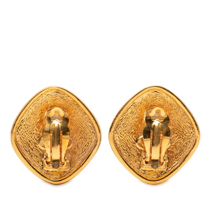 Chanel CC Logo Diamond Motif Earrings Gold Plated — view 2