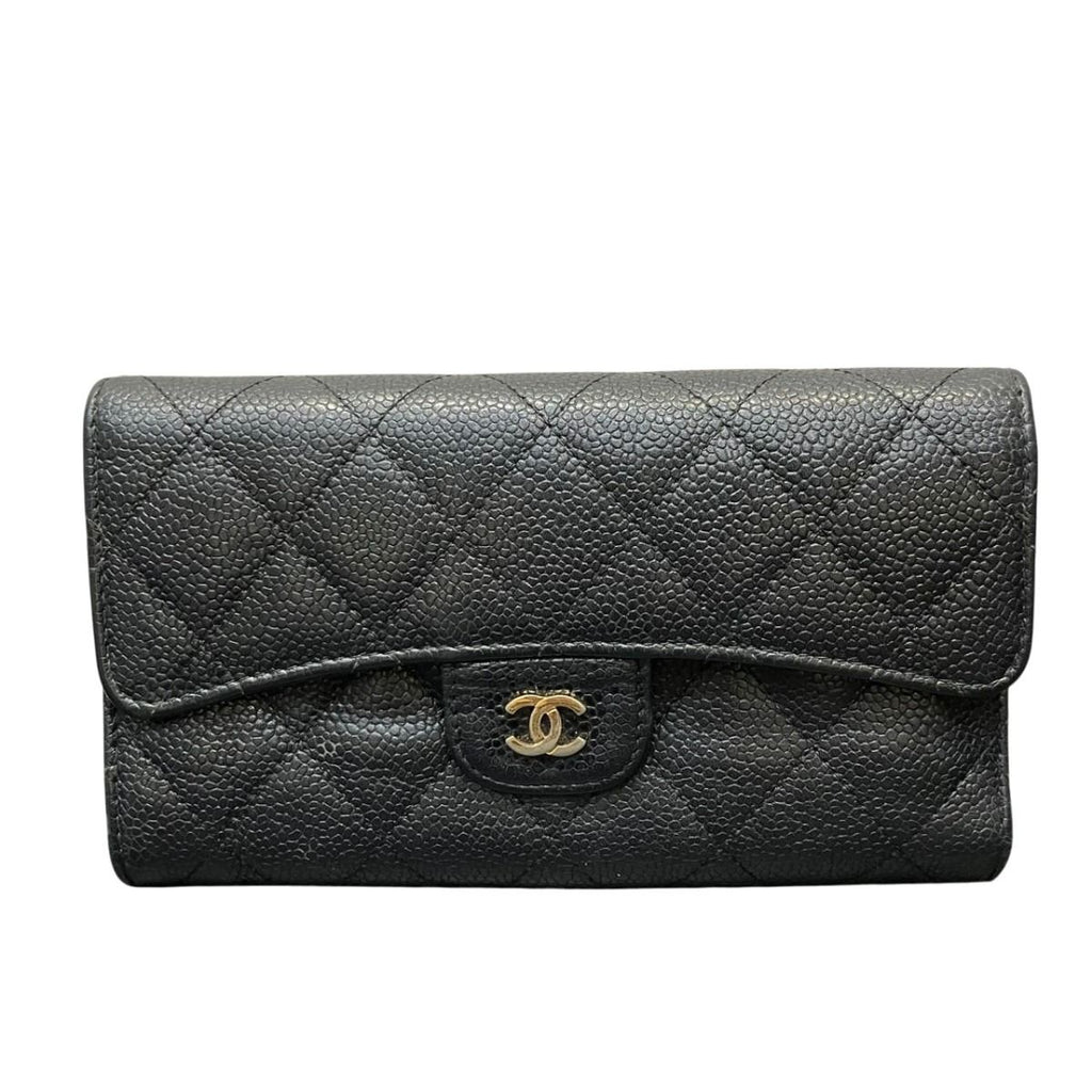 Chanel Quilted Wallet Caviar Leather