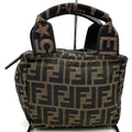 Fendi Zukka 099 Handbag Pouch Nylon Brown Khaki