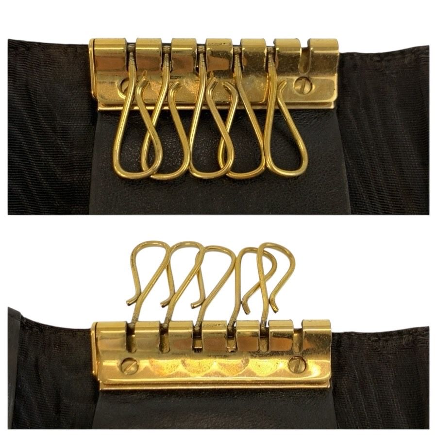 Chanel CC Logo Black Gold Leather Key Case 6 Rows Key Holder — view 7