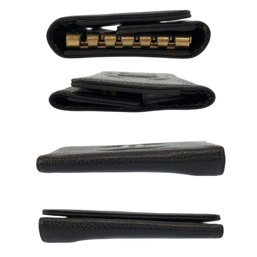 Chanel CC Logo Black Gold Leather Key Case 6 Rows Key Holder — view 8