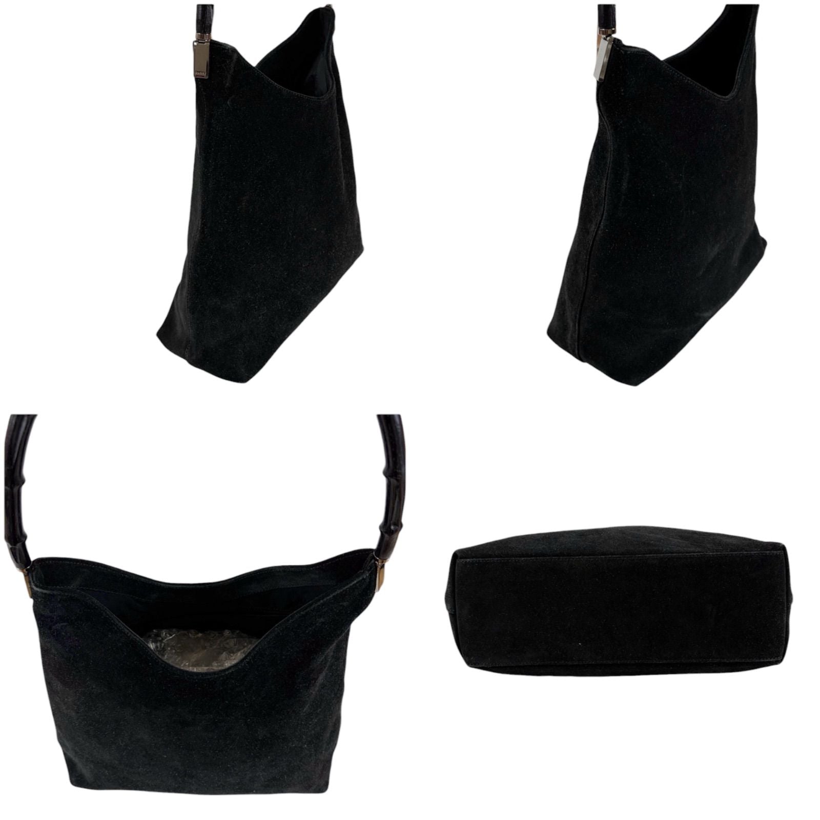 Gucci Bamboo Handle Hobo Shoulder Bag All Black Suede Leather — view 3