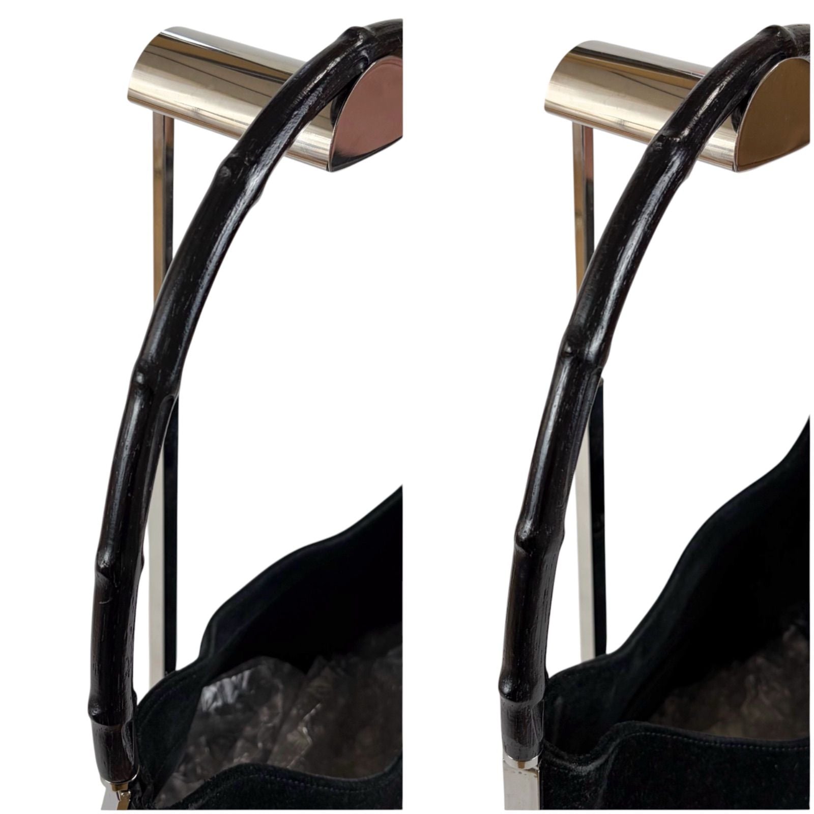 Gucci Bamboo Handle Hobo Shoulder Bag All Black Suede Leather — view 6