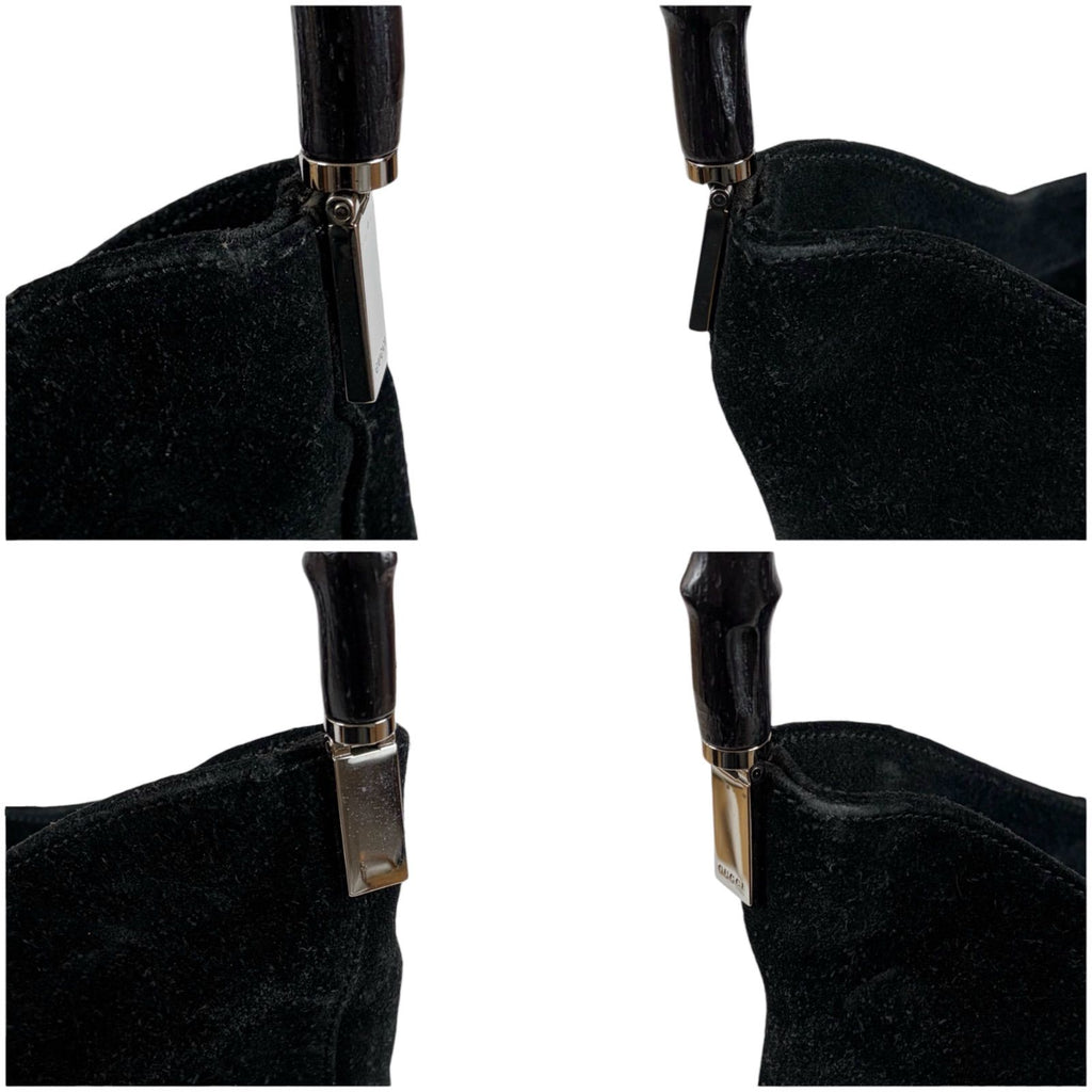 Gucci Bamboo Handle Hobo Shoulder Bag All Black Suede Leather — view 4