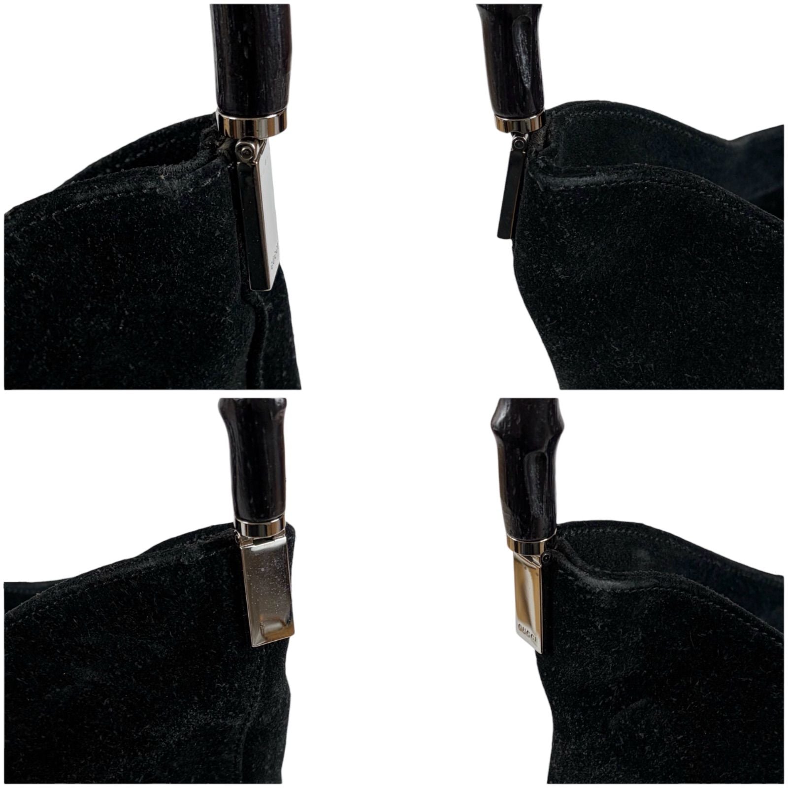 Gucci Bamboo Handle Hobo Shoulder Bag All Black Suede Leather — view 4
