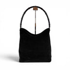 Gucci Bamboo Handle Hobo Shoulder Bag All Black Suede Leather — view 2