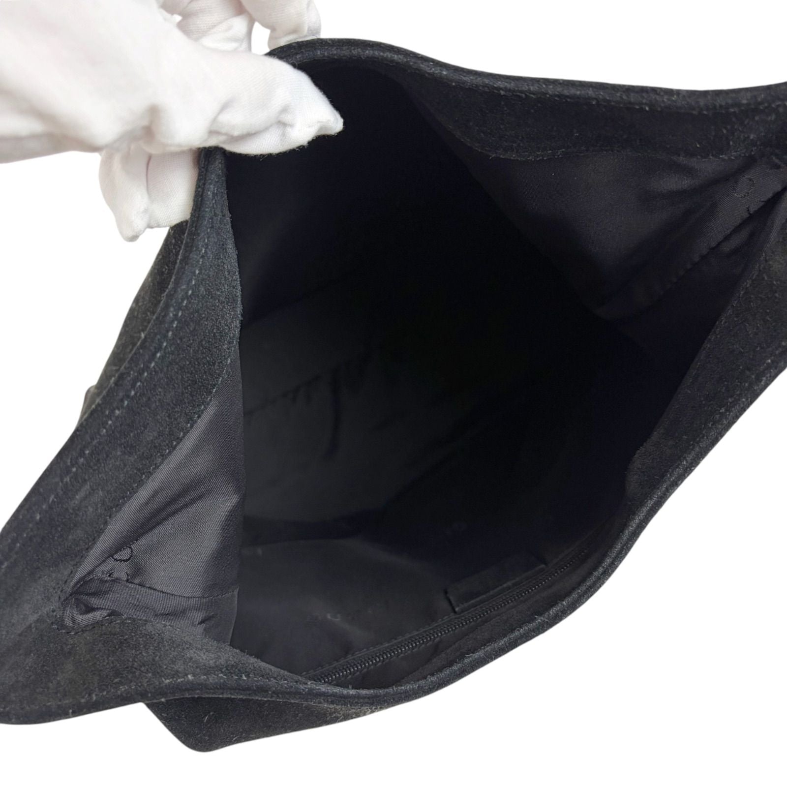 Gucci Bamboo Handle Hobo Shoulder Bag All Black Suede Leather — view 8