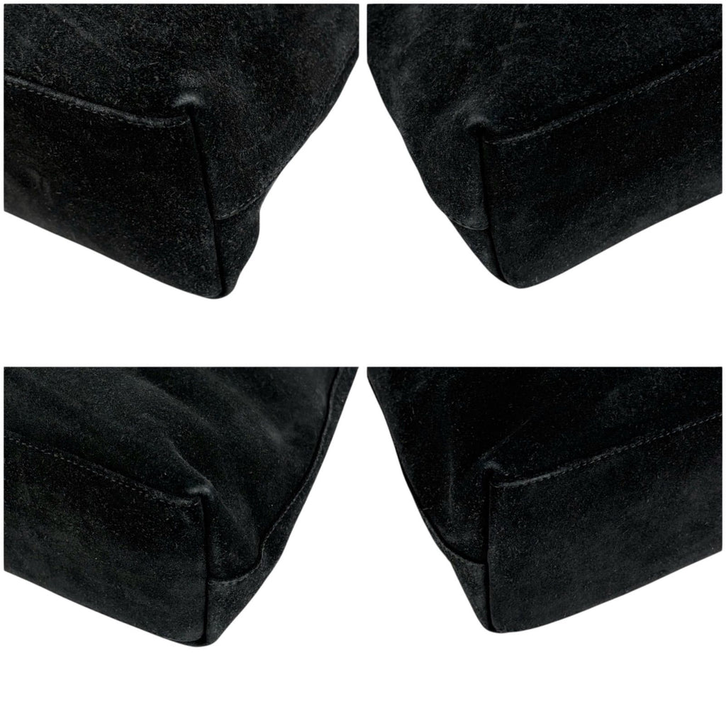 Gucci Bamboo Handle Hobo Shoulder Bag All Black Suede Leather — view 5