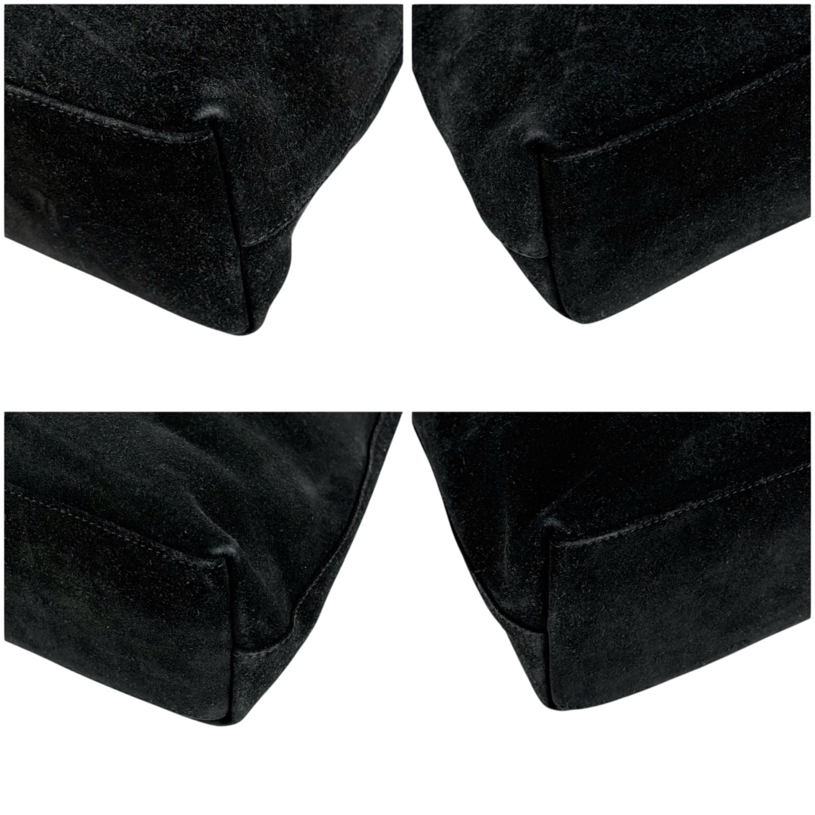 Gucci Bamboo Handle Hobo Shoulder Bag All Black Suede Leather — view 5