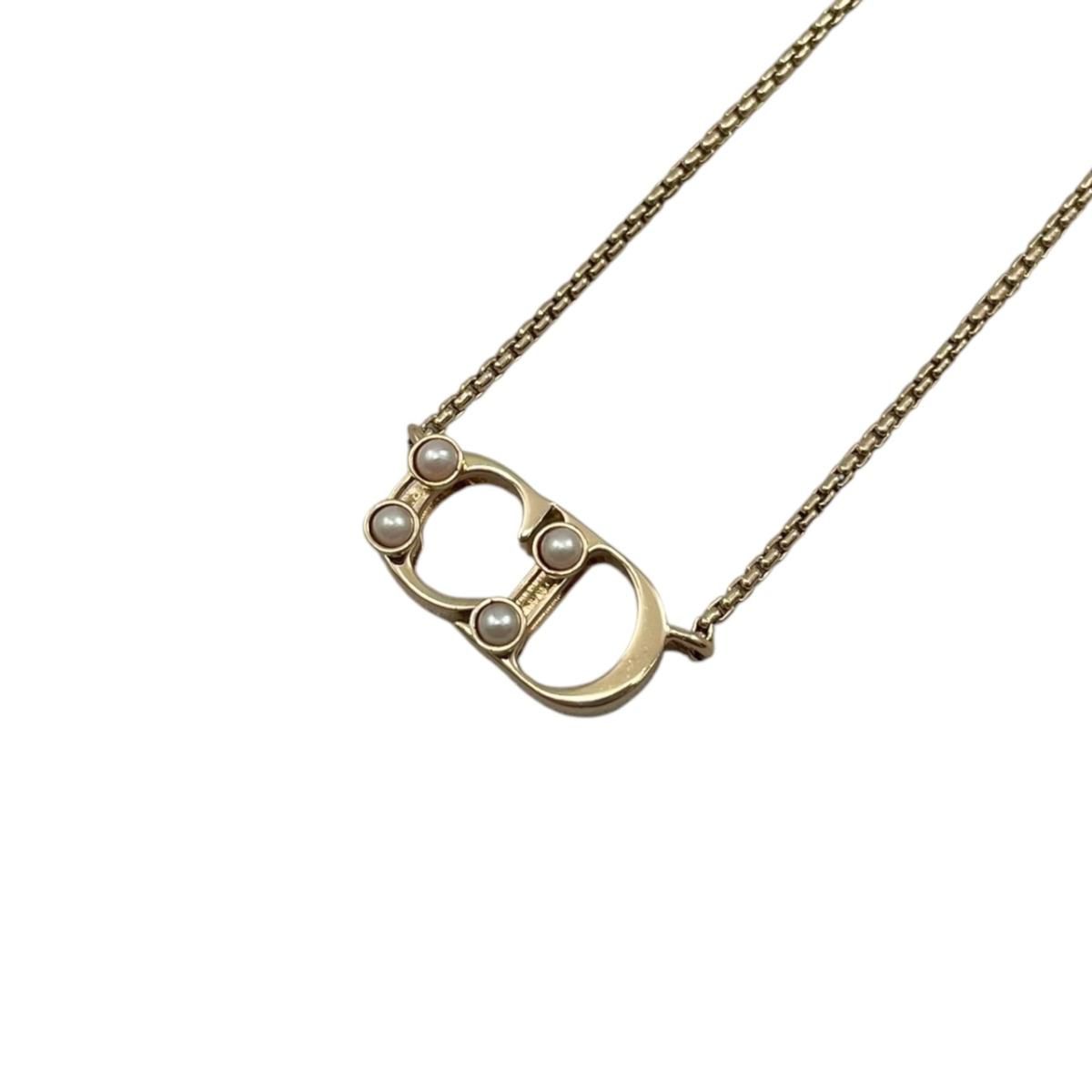 Dior Necklace CD Logo Pearl Gold