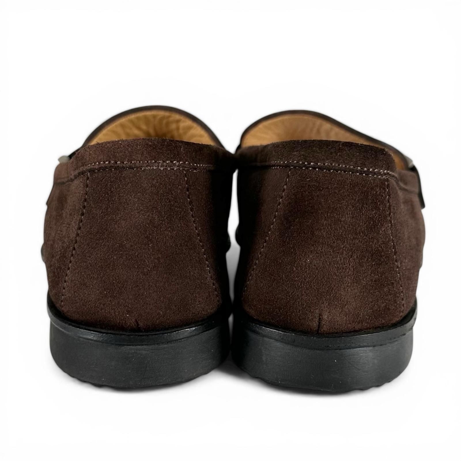 Hermes Silver Logo Swe Leather Loafers Brown — view 5
