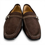 Hermes Silver Logo Swe Leather Loafers Brown — view 2
