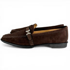 Hermes Silver Logo Swe Leather Loafers Brown — view 3