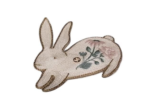 Gucci Brooch New Year Rabbit Beige Multicolor Fabric