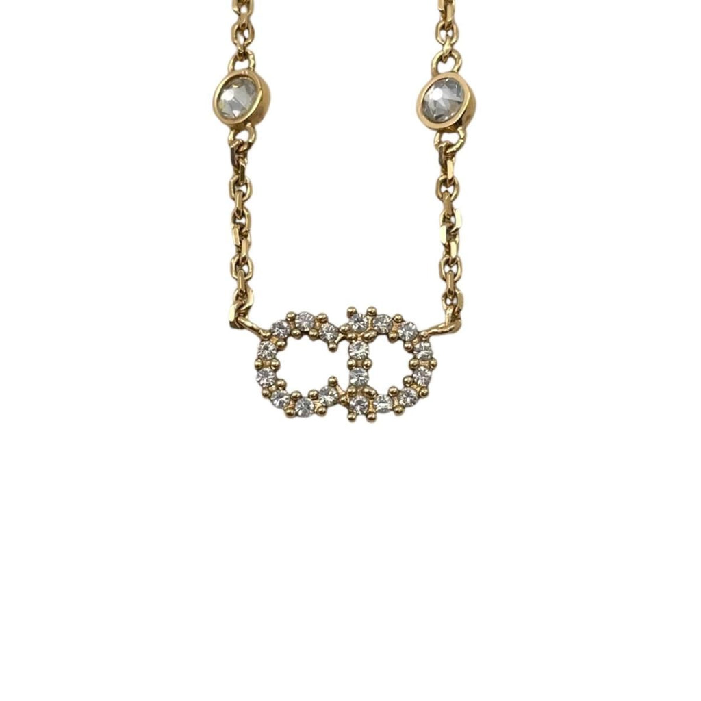 Dior Necklace Clair de Lune Metal Resin Pearl Crystal CD Logo Gold — view 3