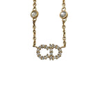 Dior Necklace Clair de Lune Metal Resin Pearl Crystal CD Logo Gold — view 3
