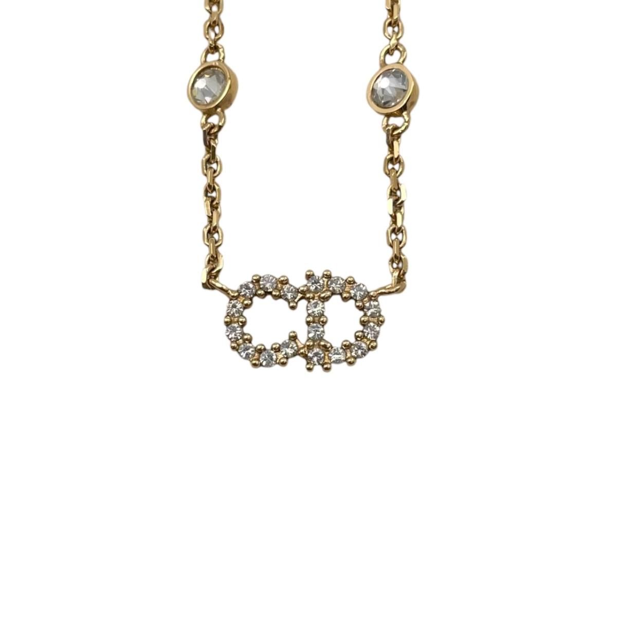 Dior Necklace Clair de Lune Metal Resin Pearl Crystal CD Logo Gold — view 3