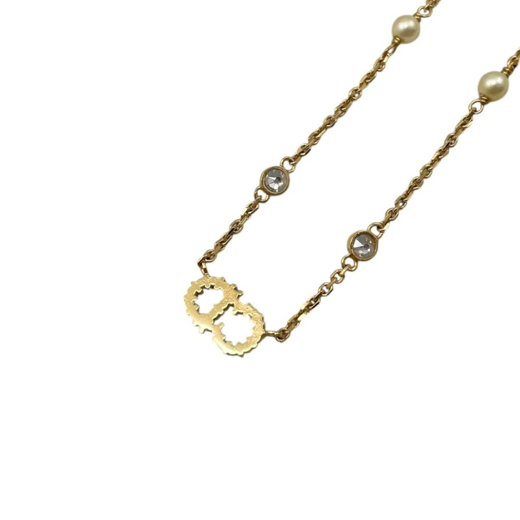 Dior Necklace Clair de Lune Metal Resin Pearl Crystal CD Logo Gold — view 2