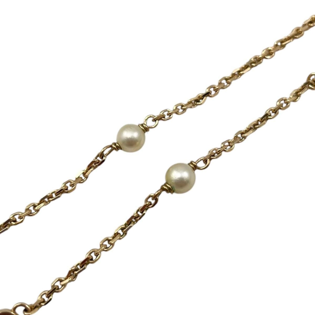 Dior Necklace Clair de Lune Metal Resin Pearl Crystal CD Logo Gold — view 6