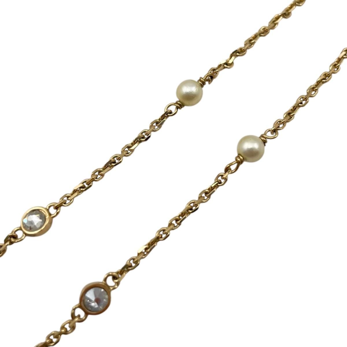 Dior Necklace Clair de Lune Metal Resin Pearl Crystal CD Logo Gold — view 5